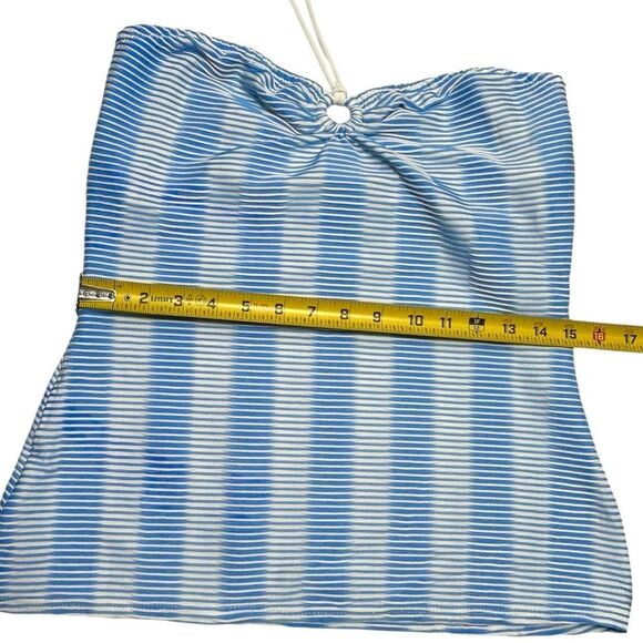 Shoshanna Swimwear Blue and White Striped Halter Strapless Tankini Top Swim Top - Picture 13 of 14